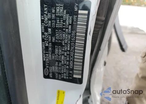 2022 Hyundai Kona Sel из США, поврежденный, VIN KM8K3CAB2NU916286